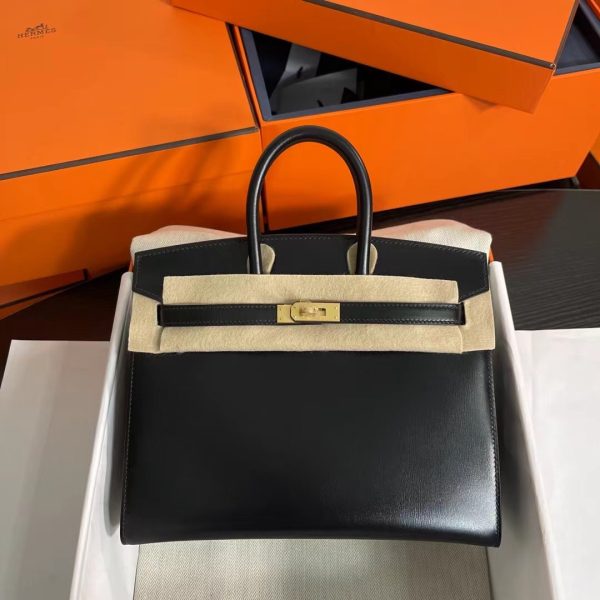 Hermès Birkin 25 Noir Box Gold Hardware