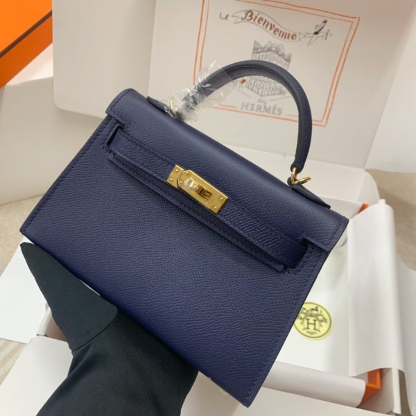 Hermès Kelly Sellier 20 Bleu Saphir Epsom Leather Gold Hardware