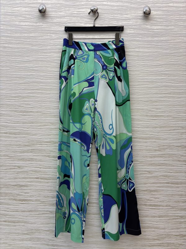 PUCCI 2026 SS floral print silk twill wide-leg pants